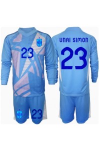 Spania Unai Simon #23 Keeper Babyklær Hjemme Fotballdrakt til barn EM 2024 Lange ermer (+ Korte bukser)